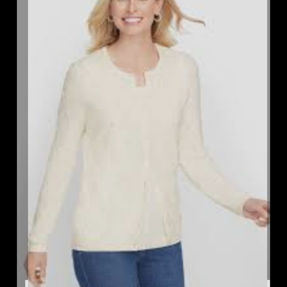 NWOT Charter Club Ivory Button-Up Cardigan